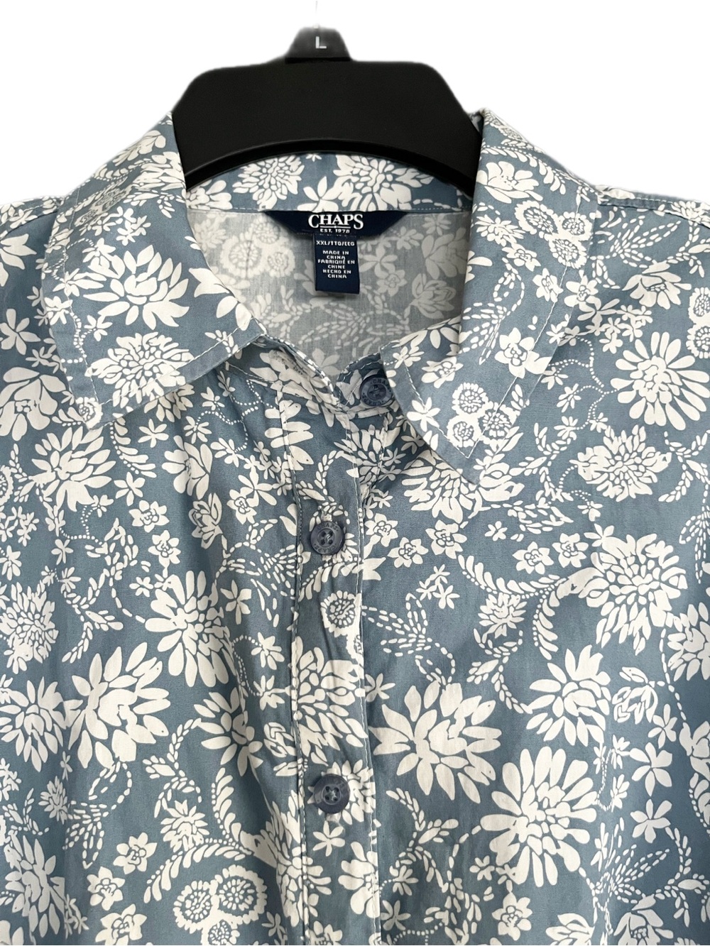 Blue Floral Belted Cottagecore Front Button Belted Shirt Dress Chaps Sixe XXL - Picture 7 of 16